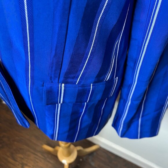 J.Crew Collection Alfie Blazer Striped Jacquard Blue Size 6 BP794 - Picture 13 of 13